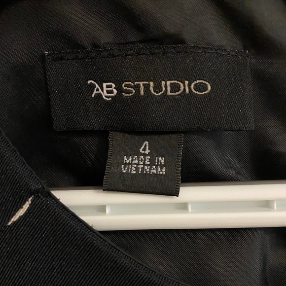 AB Studio Knee-Length Black Polka-Dot Dress Fit and Flare Size 4 - Picture 3 of 4